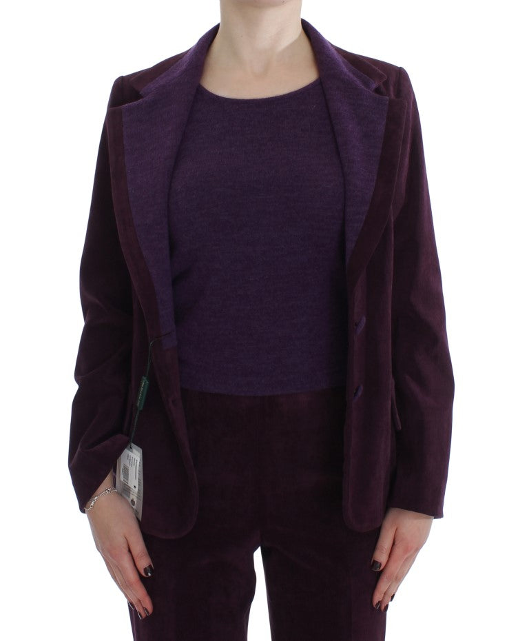  - Elegant Purple Wool Blend Three Piece Suit Set