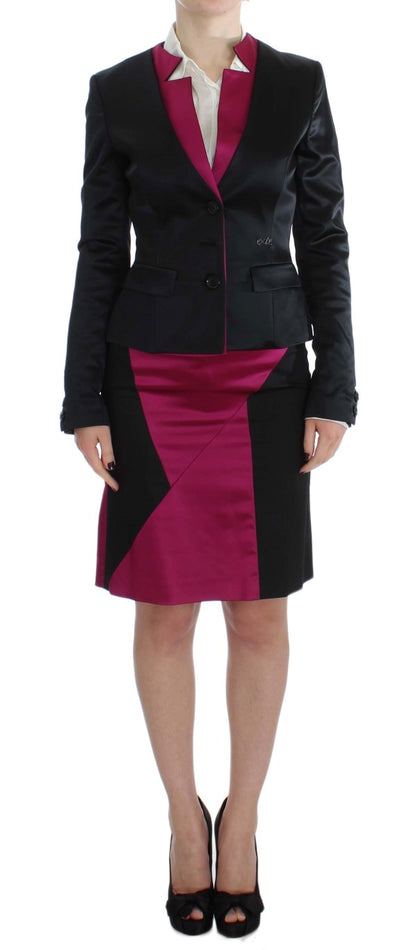  - Chic Black and Pink Skirt Suit Ensemble