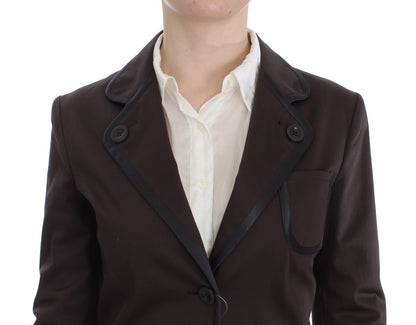  - Chic Brown Cotton-Elastane Suit Set