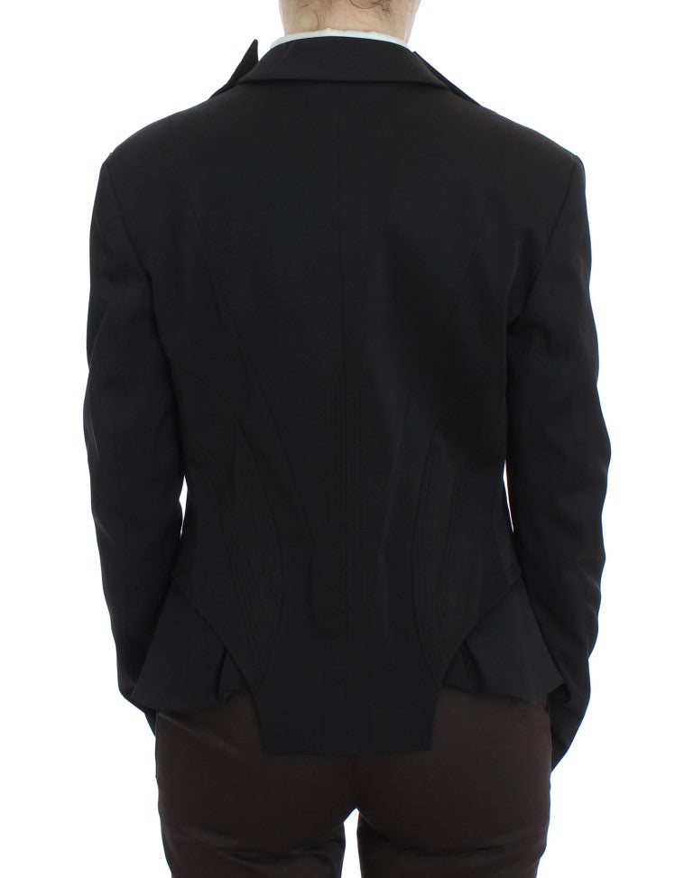  - Elegant Black Stretch Blazer Jacket