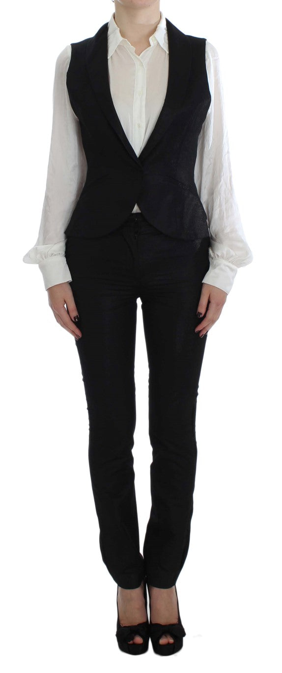  - Elegant Three-Piece Black Pants Suit