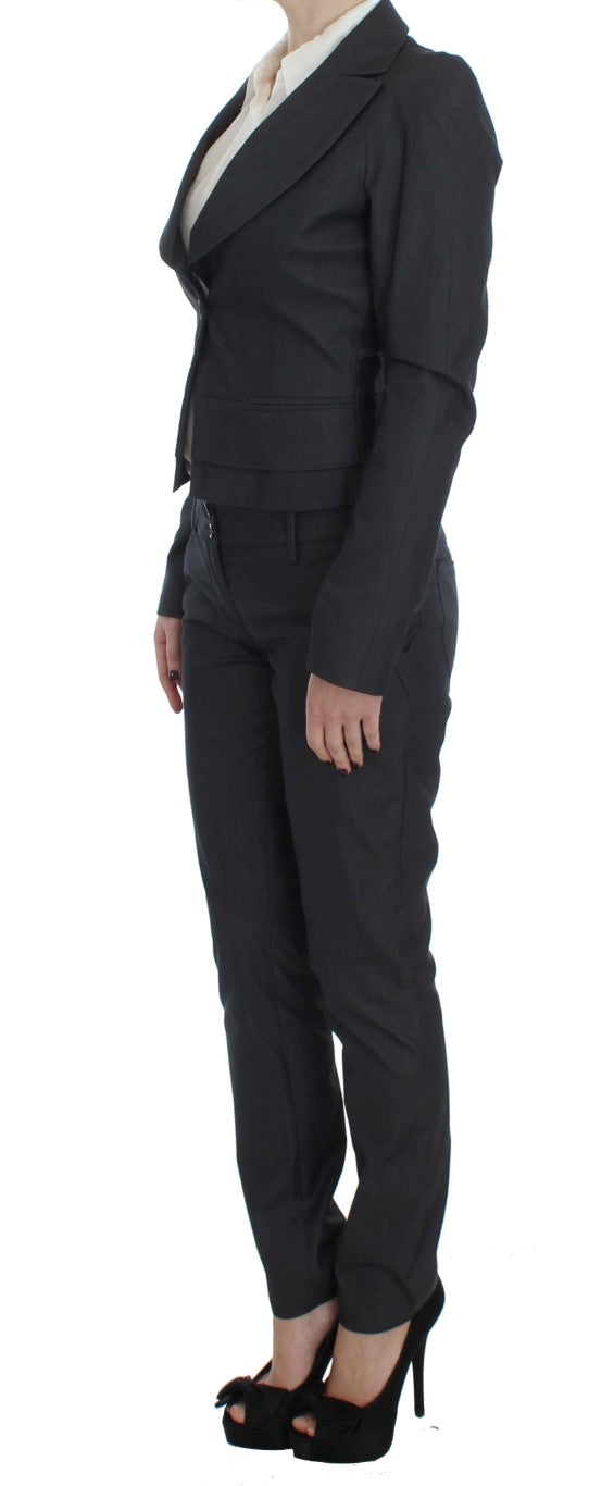  - Chic Gray Cotton Blend Pantsuit Ensemble