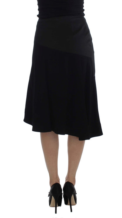  - Chic Black and Blue Cotton Blend Skirt