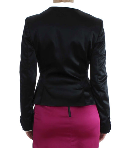  - Chic Black and Pink Single-Breasted Blazer