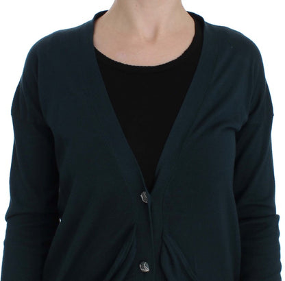 Elegant Green Cotton Cardigan Sweater - The Luxe Alliance