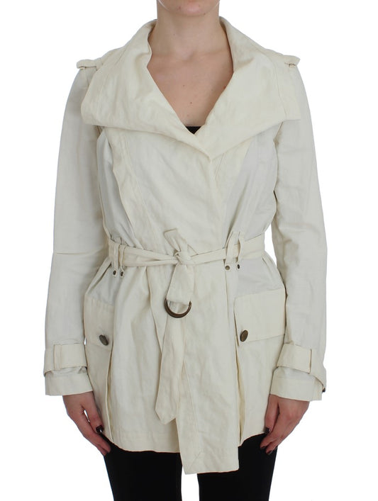 Elegant White Wrap Trench Jacket - The Luxe Alliance