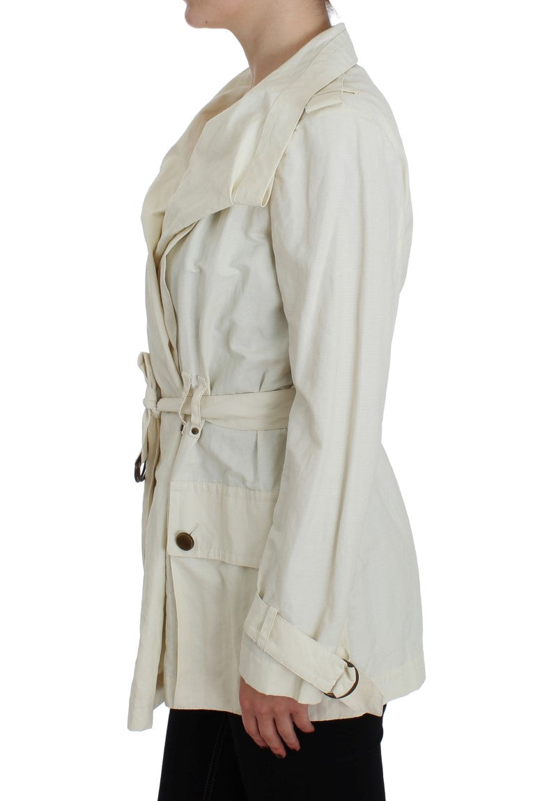 Elegant White Wrap Trench Jacket - The Luxe Alliance