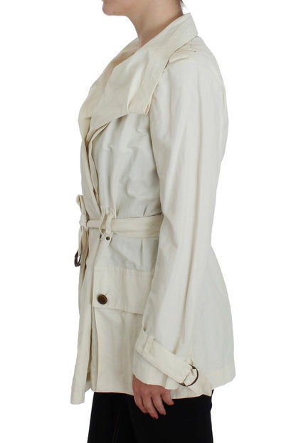 Elegant White Wrap Trench Jacket - The Luxe Alliance