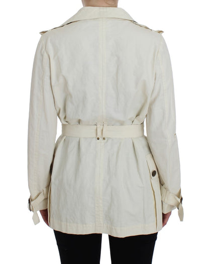 Elegant White Wrap Trench Jacket - The Luxe Alliance