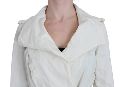 Elegant White Wrap Trench Jacket - The Luxe Alliance