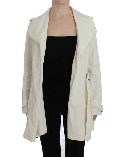 Elegant White Wrap Trench Jacket - The Luxe Alliance