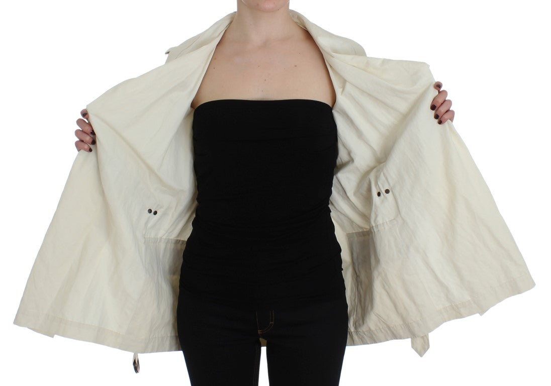 Elegant White Wrap Trench Jacket - The Luxe Alliance