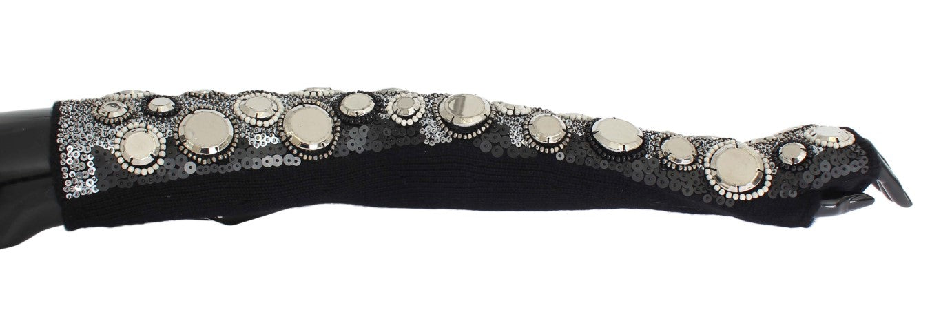 Sequin Cashmere Fingerless Gloves