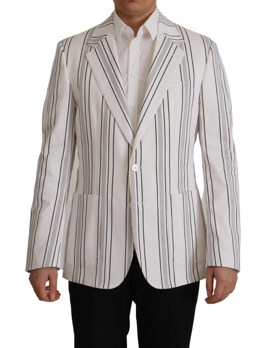  - Elegant Striped Cotton Blend Blazer