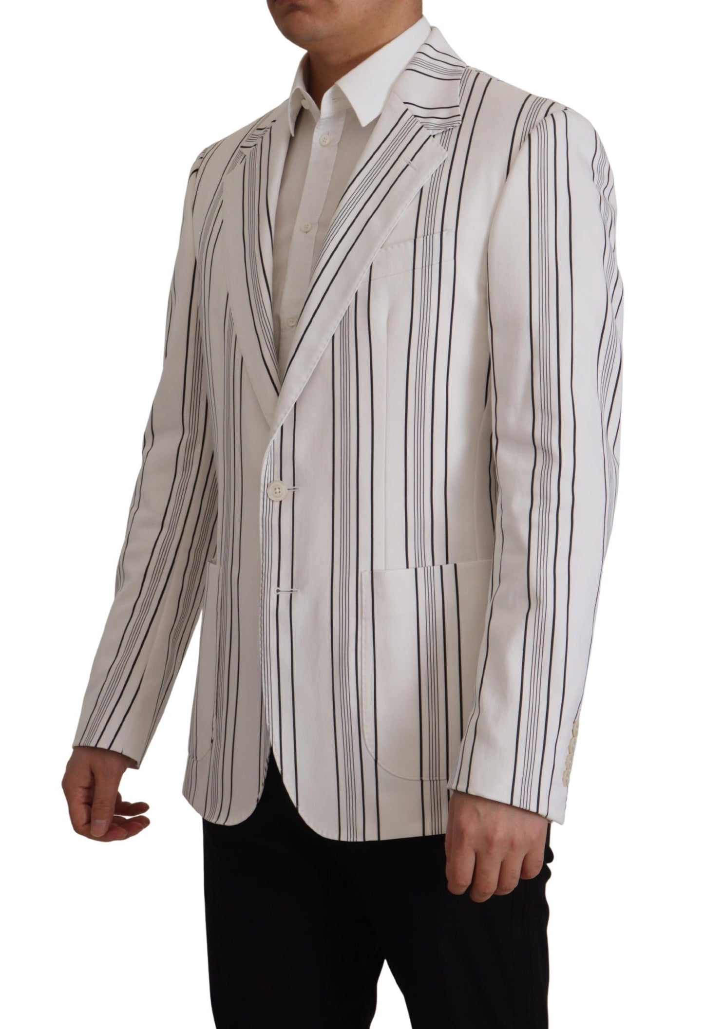  - Elegant Striped Cotton Blend Blazer