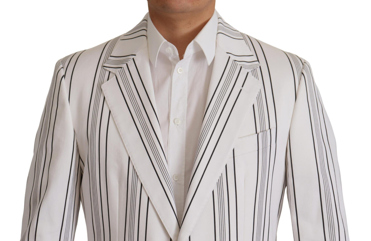  - Elegant Striped Cotton Blend Blazer