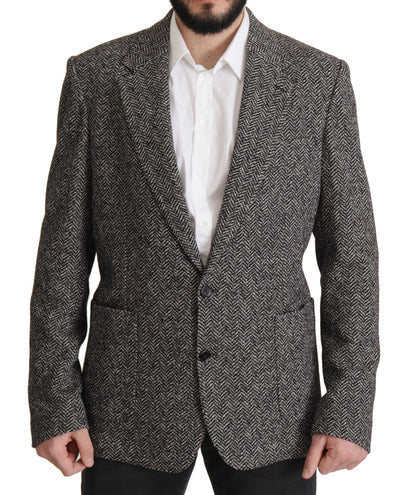  - Exquisite Gray Herringbone Blazer Jacket