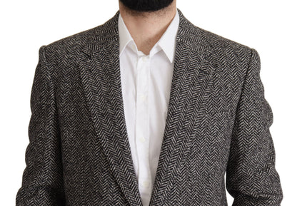  - Exquisite Gray Herringbone Blazer Jacket