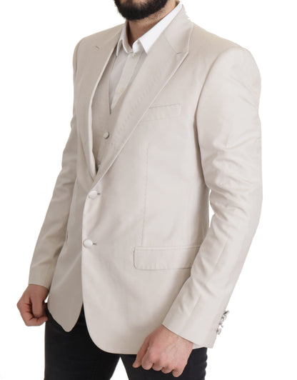  - Elegant Light Gray Silk Blend Suit Jacket Set