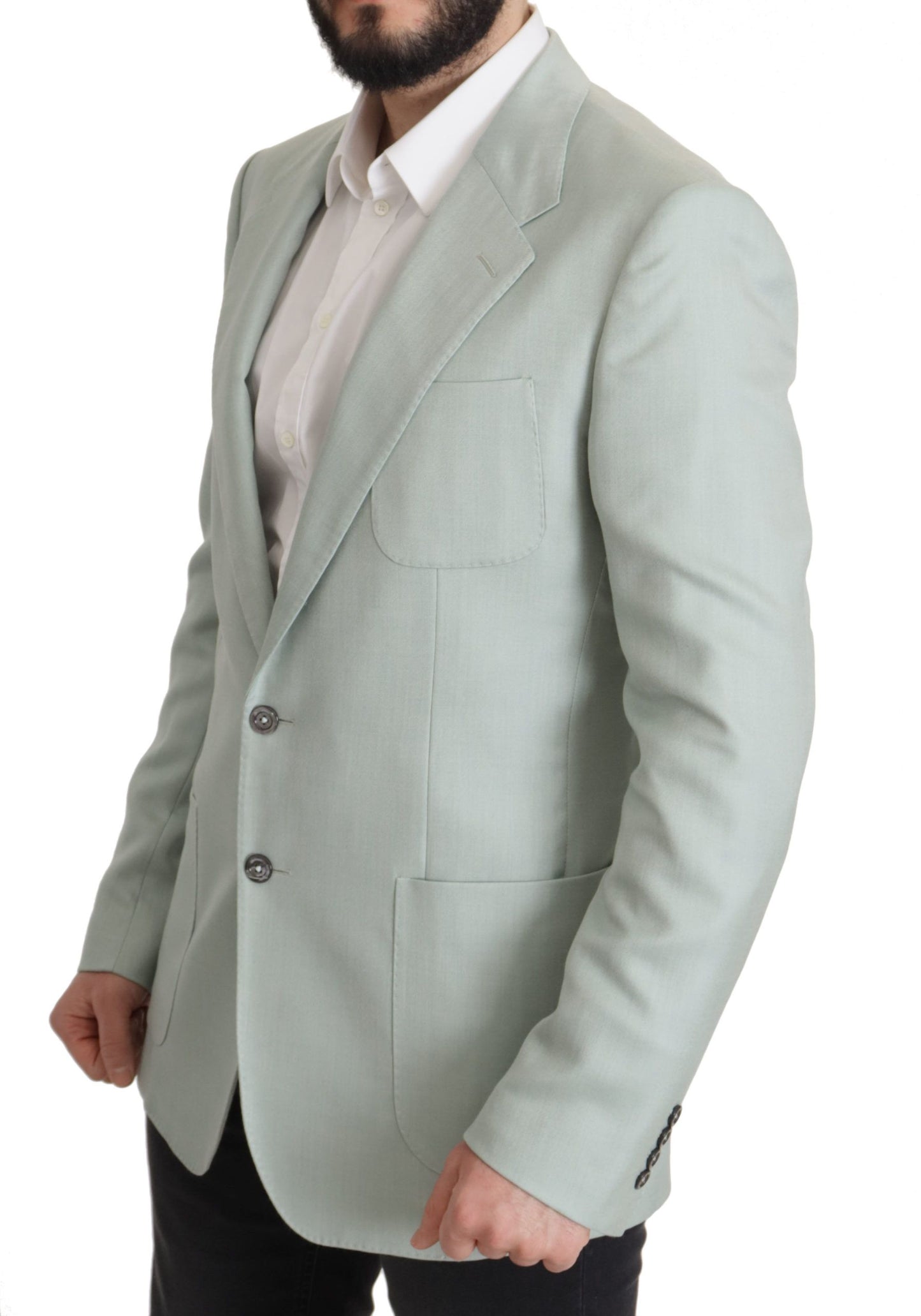  - Elegant Mint Green Silk-Cashmere Blazer