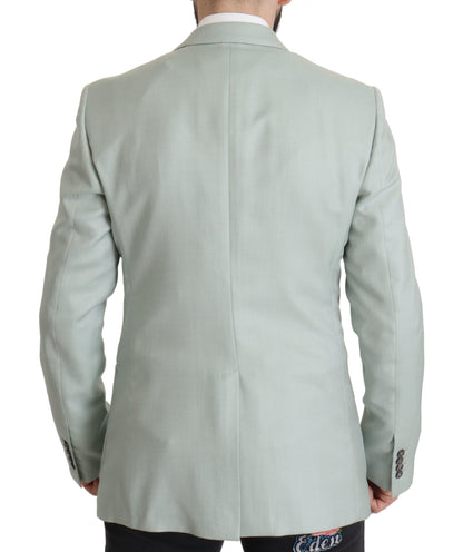  - Elegant Mint Green Silk-Cashmere Blazer