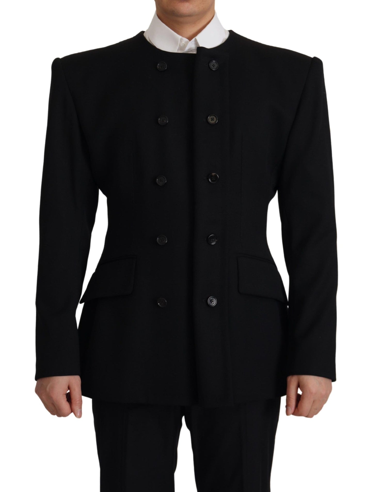  - Elegant Slim Fit Double Breasted Wool Blazer