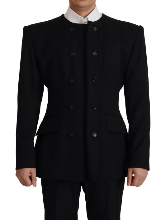  - Elegant Slim Fit Double Breasted Wool Blazer