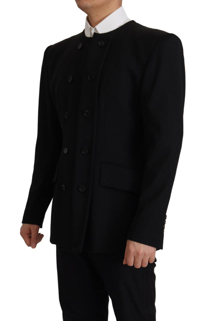  - Elegant Slim Fit Double Breasted Wool Blazer