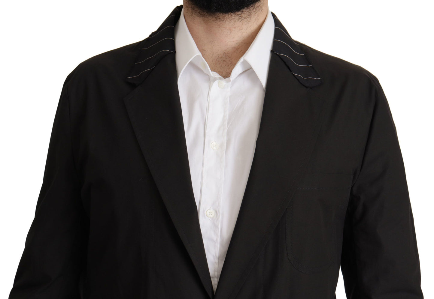  - Elegant Black Cotton-Wool Blend Blazer Jacket