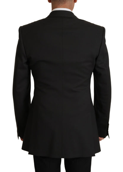  - Elegant Slim Black Wool Blazer Jacket