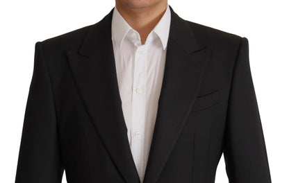  - Elegant Slim Black Wool Blazer Jacket