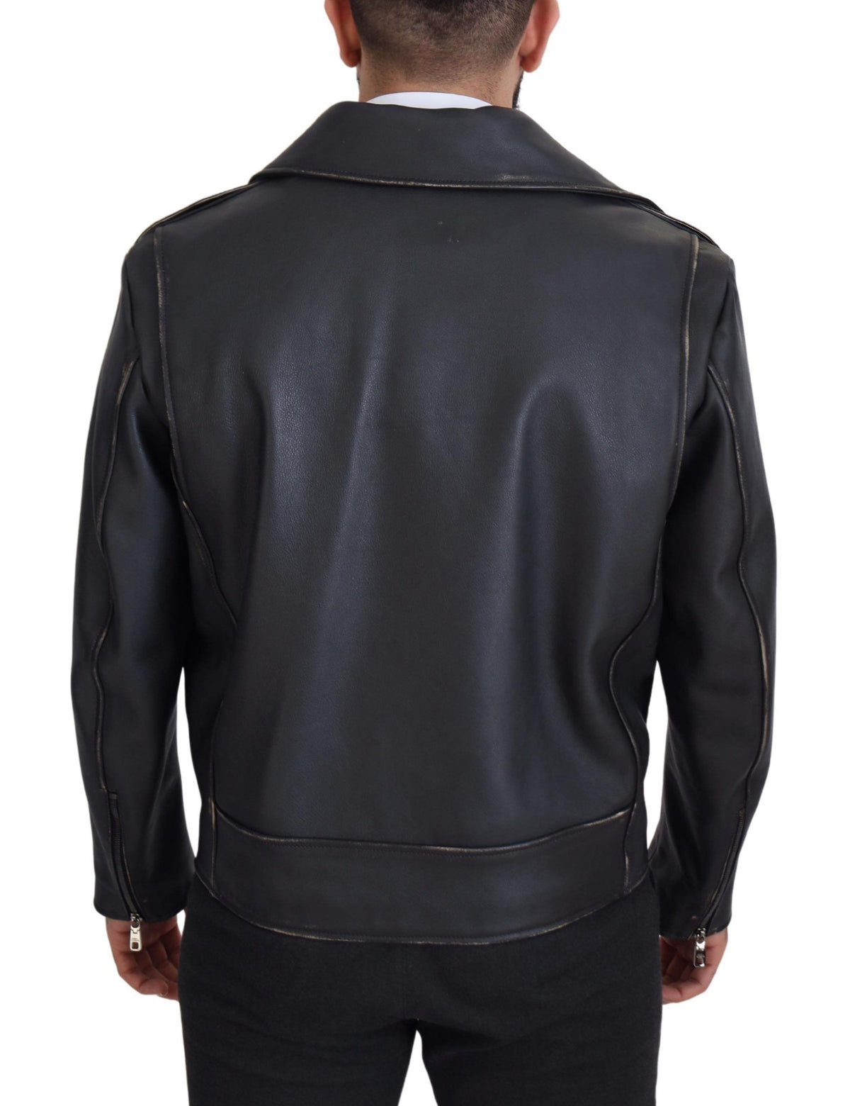 Dolce & Gabbana Black Leather Biker Jacket