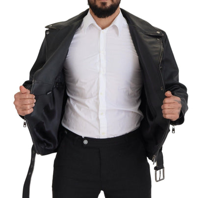 Dolce & Gabbana Black Leather Biker Jacket