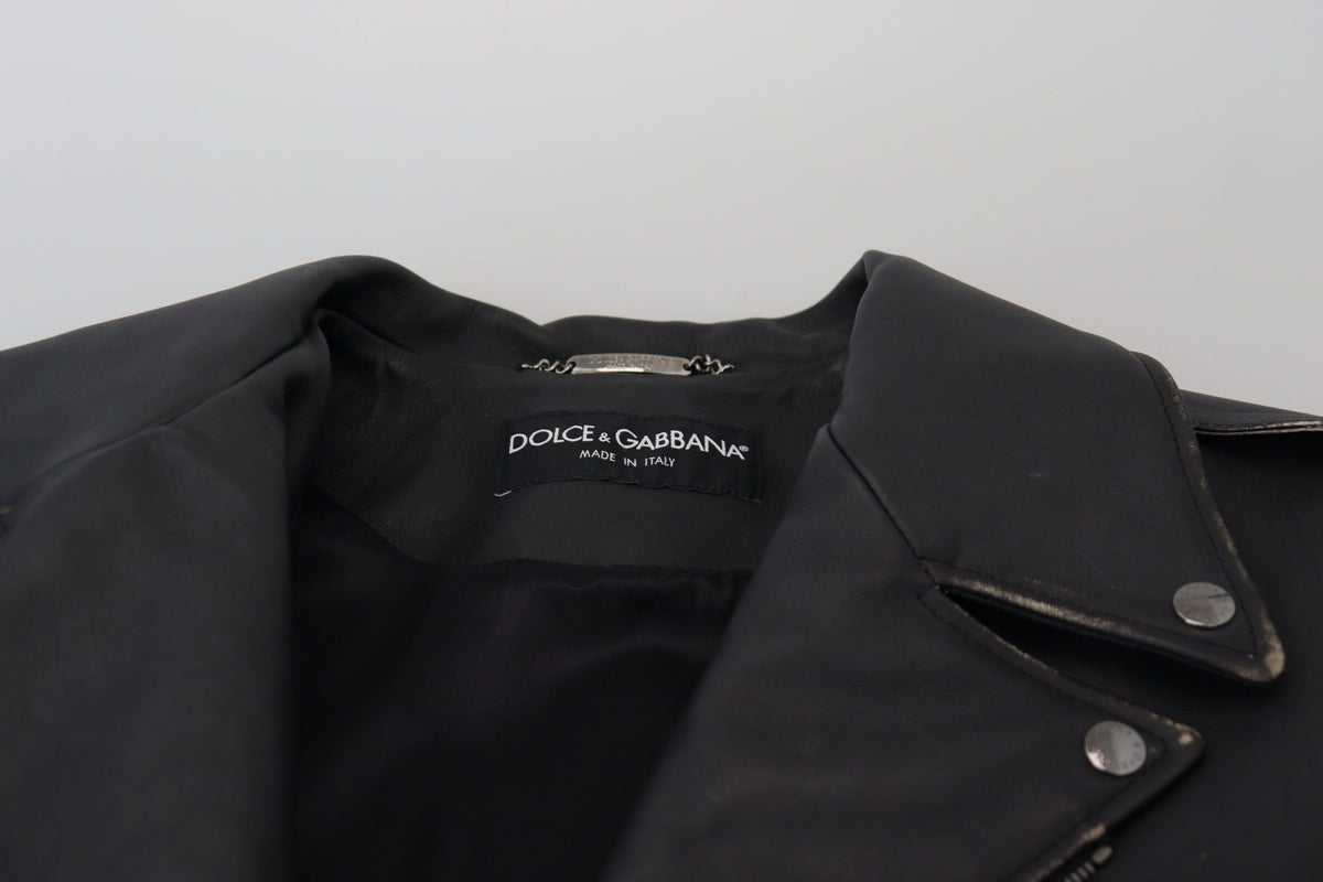 Dolce & Gabbana Black Leather Biker Jacket