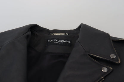 Dolce & Gabbana Black Leather Biker Jacket