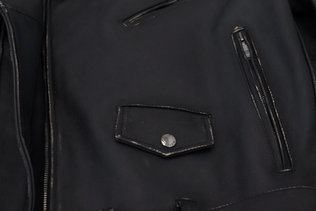 Dolce & Gabbana Black Leather Biker Jacket