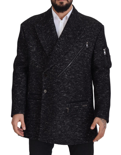  - Sleek Patterned Wool Double Breasted Jacket