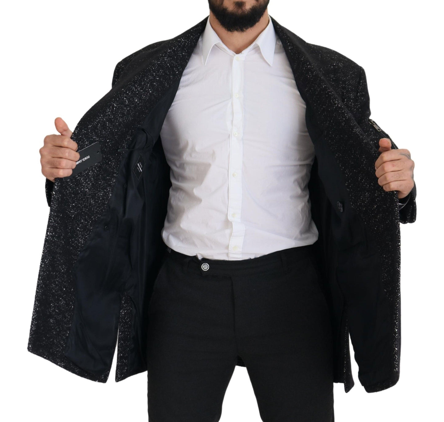  - Sleek Patterned Wool Double Breasted Jacket