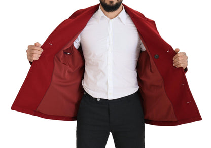  - Elegant Red Double Breasted Wool Jacket