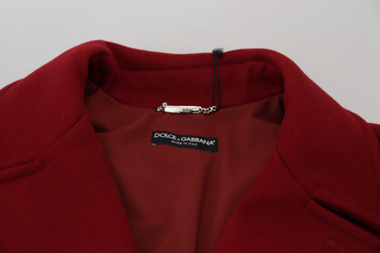  - Elegant Red Double Breasted Wool Jacket