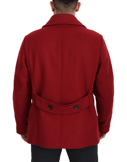  - Elegant Red Double Breasted Wool Jacket