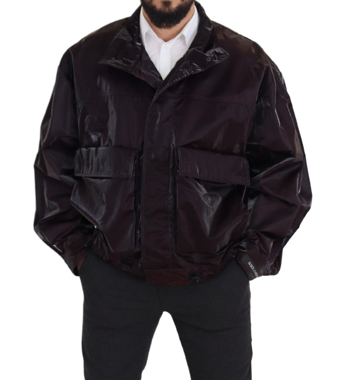  - Elegant Bordeaux Collared Jacket