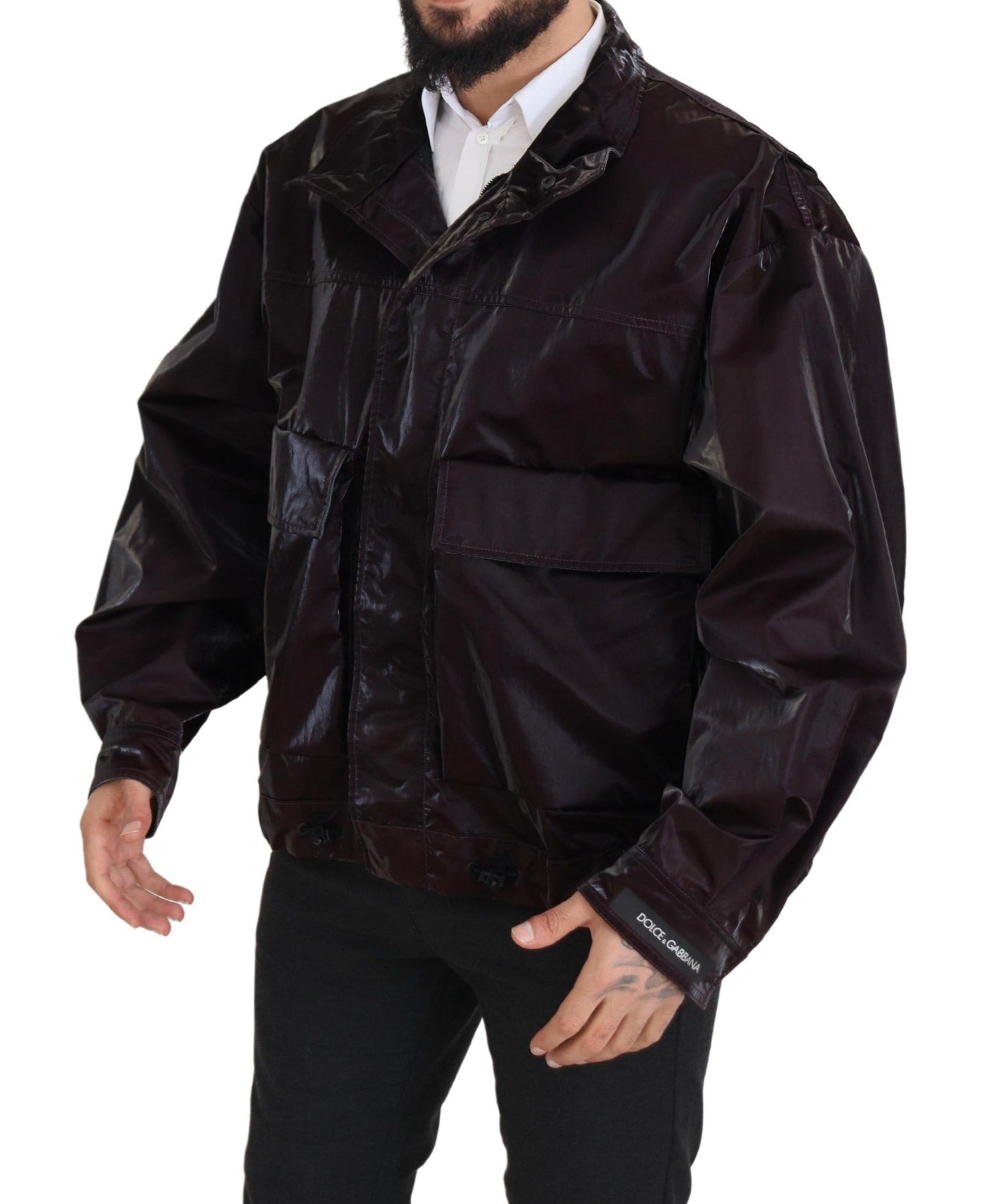  - Elegant Bordeaux Collared Jacket