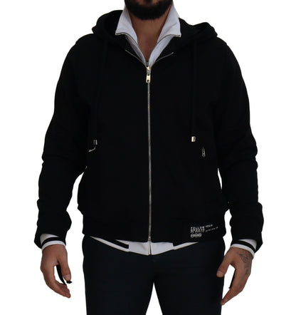  - Elegant Black Bomber Jacket with Hood