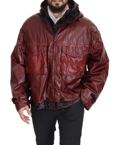  - Elegant Bordeaux Full Zip Hooded Jacket