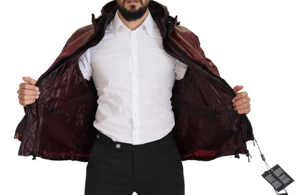  - Elegant Bordeaux Full Zip Hooded Jacket