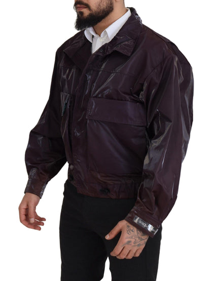  - Elegant Purple Biker Jacket