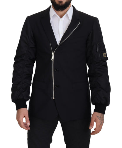  - Elegant Black Virgin Wool Jacket