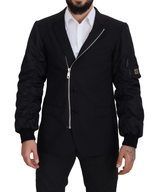  - Elegant Black Virgin Wool Jacket