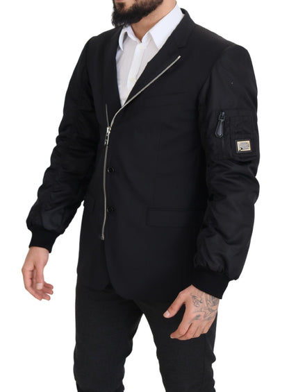  - Elegant Black Virgin Wool Jacket